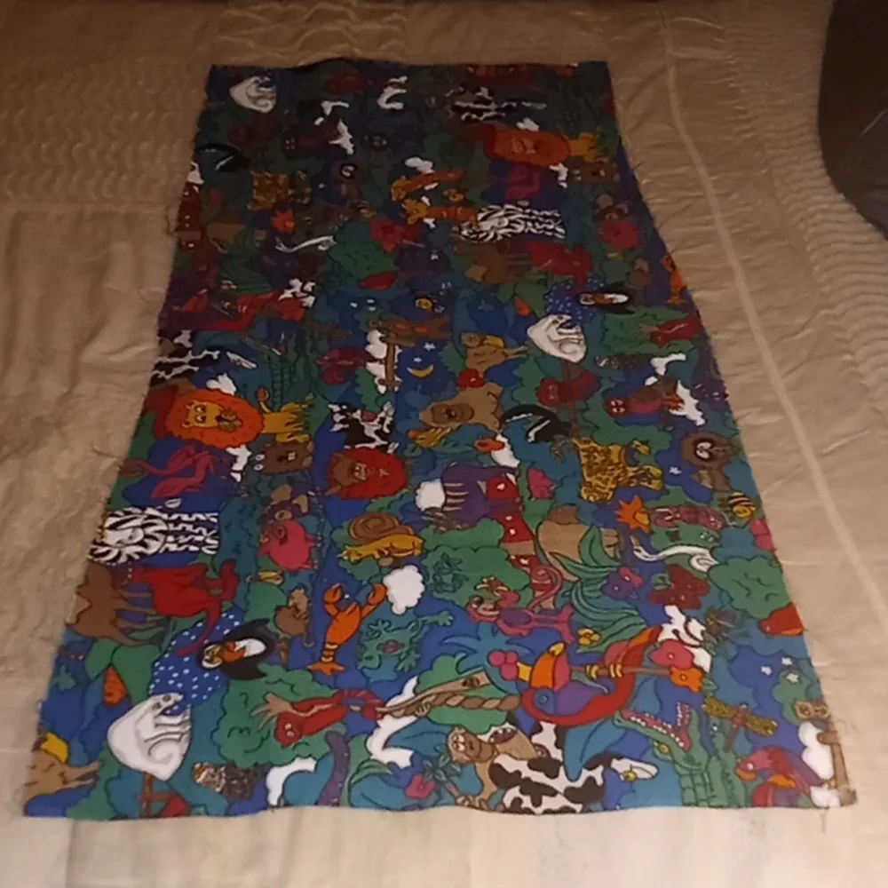 Extra Left Over Fabric Animal Print Noah's Ark Fabric Craft Curtain 44